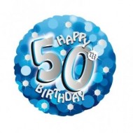 Blue Sparkle 50th Birthday Balloon